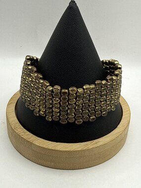 Boho Antique Brass Naga Tribe Beaded Wide Cuff Bracelet Adjustable Sliding Knot